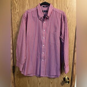 Chaps Burgundy Striped Men's Button Down Long Sleeve Shirt